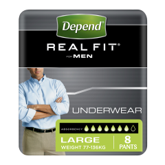 Depend Real Fit Underwear Men Large 8 Pack