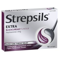 Strepsils Extra Lozenge Black Currant 16 Pack