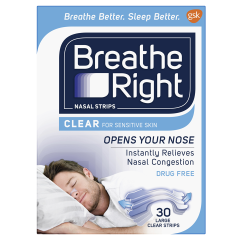 Breathe Right Nasal Strips Large Clear 30 Pack