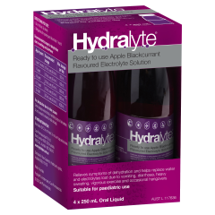 Hydralyte 4x250ml Apple Black Currant Liquid PICK-UP ONLY