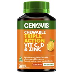Cenovis Chewable Triple Action Vit C Vit D & Zinc 60 Tablets