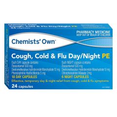 Chemists' Own Cough Cold &amp; Flu Phenylephrine 24 Capsules Day &amp; Night