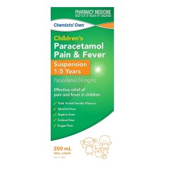 Chemists’ Own Pain &amp; Fever Suspension 1-5 200ml Tutti Frutti/vanilla Flavour