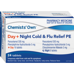 Chemists’ Own Cold &amp; Flu Relief Day &amp; Night Pe Tablets 24 Pack