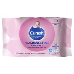 Curash Fragrance Free Baby Wipes 20 Pack