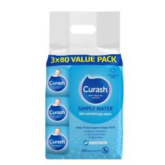 Curash Simply Water Baby Wipes 3 x 80 Pack