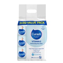 Curash Vitamin E Baby Wipes 3 x 80 Pack