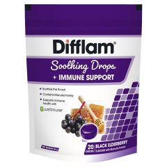 Difflam Soothing Throat Drops + Immune Support Black Elderberry Flavour 20 Drops