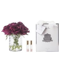 HERRINGBONE FLOWER - ROSE BUDS - CLEAR - CARMINE RED