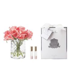 HERRINGBONE FLOWER - ROSE BUDS - CLEAR - WHITE PEACH