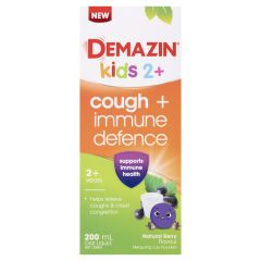 Demazin Kids 2+ Cough + Immune Defence Syrup Natural Berry Flavour 200ml