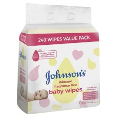 Johnson's Skincare Fragrance Free Baby Wipes 240 Pack