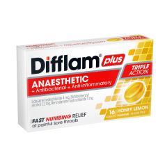 Difflam Plus Anaesthetic Lozenge Honey &amp; Lemon 16 Pack