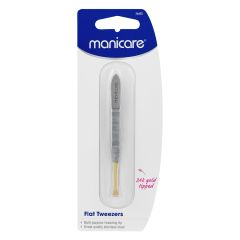 Manicare Flat Tweezers Gold Tipped 1 Pack
