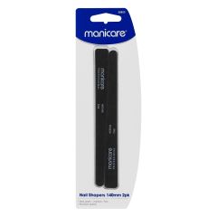 Manicare Nail Shapers Medium-Fine 140mm Black 2 Pack