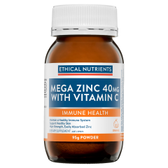 Ethical Nutrients Mega Zinc 40mg with Vitamin C Orange 95g Powder