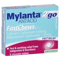 Mylanta 2Go Antacid FastChews Tablets Mint 8 Pack