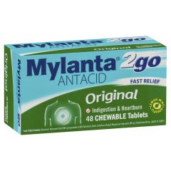 Mylanta 2Go Antacid Original Tablets Lemon Mint 48 Pack