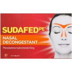 Sudafed Phenylephrine Nasal Decongestant Tablets 24 Pack