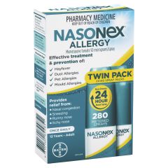 Nasonex Allergy Non-drowsy 24 Hour Nasal Spray Twin Pack 2 X 140 Sprays