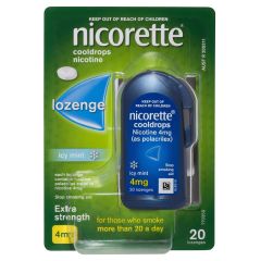 Nicorette Quit Smoking Extra Strength Cooldrops Nicotine Lozenge Icy Mint 4mg 20 Pack