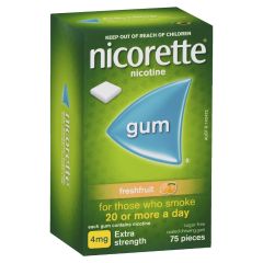 Nicorette Quit Smoking Extra Strength Nicotine Gum Freshfruit 4mg 75 Pack