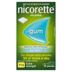 Nicorette Quit Smoking 4mg Extra Strength Nicotine Gum Icy Mint 75 Pack