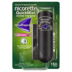 Nicorette Quit Smoking QuickMist Nicotine Mouth Spray Cool Berry 1mg 1 Pack