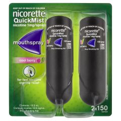 Nicorette Quit Smoking QuickMist Nicotine Mouth Spray Cool Berry 1mg 2 x 150 Sprays