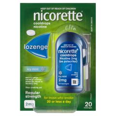 Nicorette Quit Smoking Regular Strength Cooldrops Nicotine Lozenge Icy Mint 2mg 20 Pack