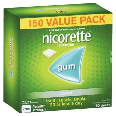 Nicorette Quit Smoking Regular Strength Nicotine Gum Classic 2mg 150 Pack