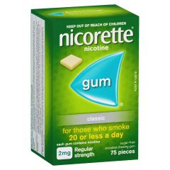 Nicorette Quit Smoking Regular Strength Nicotine Gum Classic 2mg 75 Pack