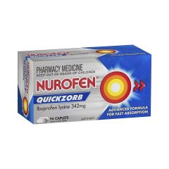 Nurofen Quickzorb Quick Pain Relief Caplets 342mg Ibuprofen 96 Pack