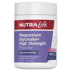 Nutra-Life Magnesium Glycinate + High Strength Powder Berry Flavour 180g 
