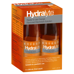 Hydralyte 4x250ml Orange Liquid