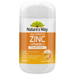 Nature's Way High Strength Zinc + Vitamin C 60 Chewable Tablets