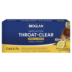 Bioglan Rapid Action Throat-clear Honey & Lemon 20 Pack