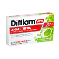 Difflam Plus Anaesthetic Pineapple & Lime 16 Lozenges