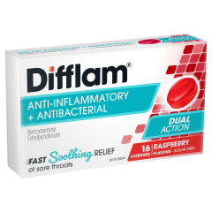 Difflam Lozenge Raspberry Sugar Free 16 Pack