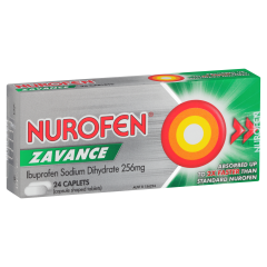 Nurofen Zavance Fast Pain Relief Caplets 256mg Ibuprofen 24 Pack