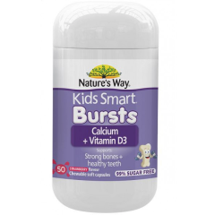 NATURE'S WAY KIDS SMART BURSTLETS CALCIUM AND VITAMIN D3 50 CAPSULES