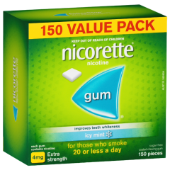 Nicorette Quit Smoking 4mg Extra Strength Nicotine Gum Icy Mint 150 Pack