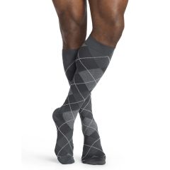 Sigvaris Microfiber Shades Calf Compression Socks Closed Toe Graphite Argyle for Men Size B