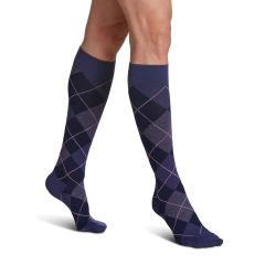 Sigvaris Microfiber Shades Calf Compression Socks Closed Toe Purple Argyle for Women Size A