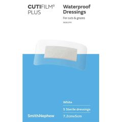 Smith & Nephew Cutifilm Plus Waterproof Dressings Hypo 7.2x5cm 5 Pack