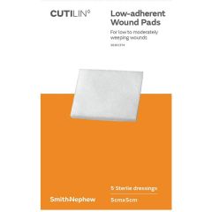 Smith & Nephew Cutilin Low-Adherent Dressings 5cm X 5cm 5 Pack