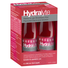 Hydralyte Liquid 4x250ml Strawberry Kiwi 