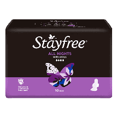 Stayfree All Nights Regular with Wings 10 Pads
