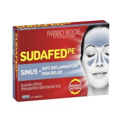 Sudafed PE Sinus + Anti-Inflammatory Pain Relief Tablets 24 Pack