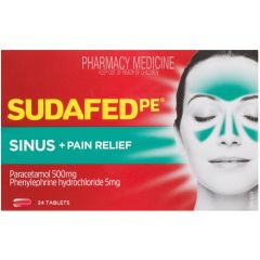 Sudafed Phenylephrine Sinus Pain Tablets 24 Pack